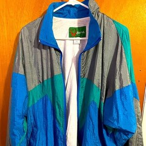 Celebrity Retro Windbreaker- Blue teal grey-size XL